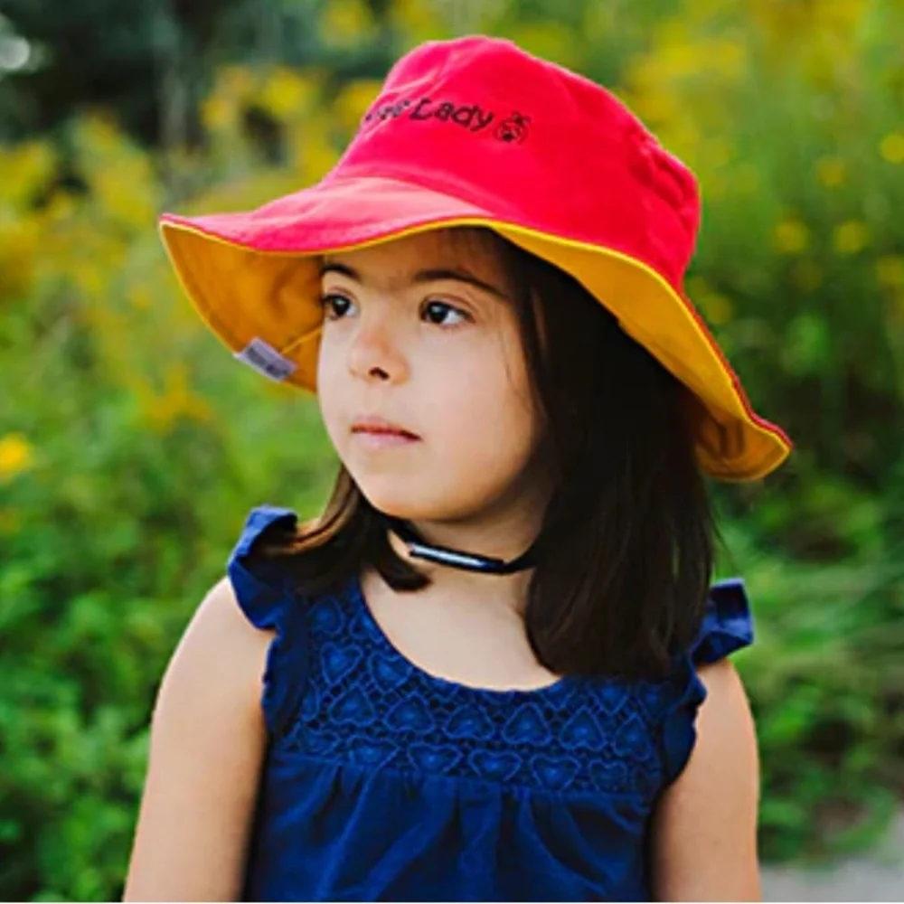 FLAPJACK KIDS Reversible Kids Sun Hat - Yellow Bee / Red Ladybug Size S — NWOT